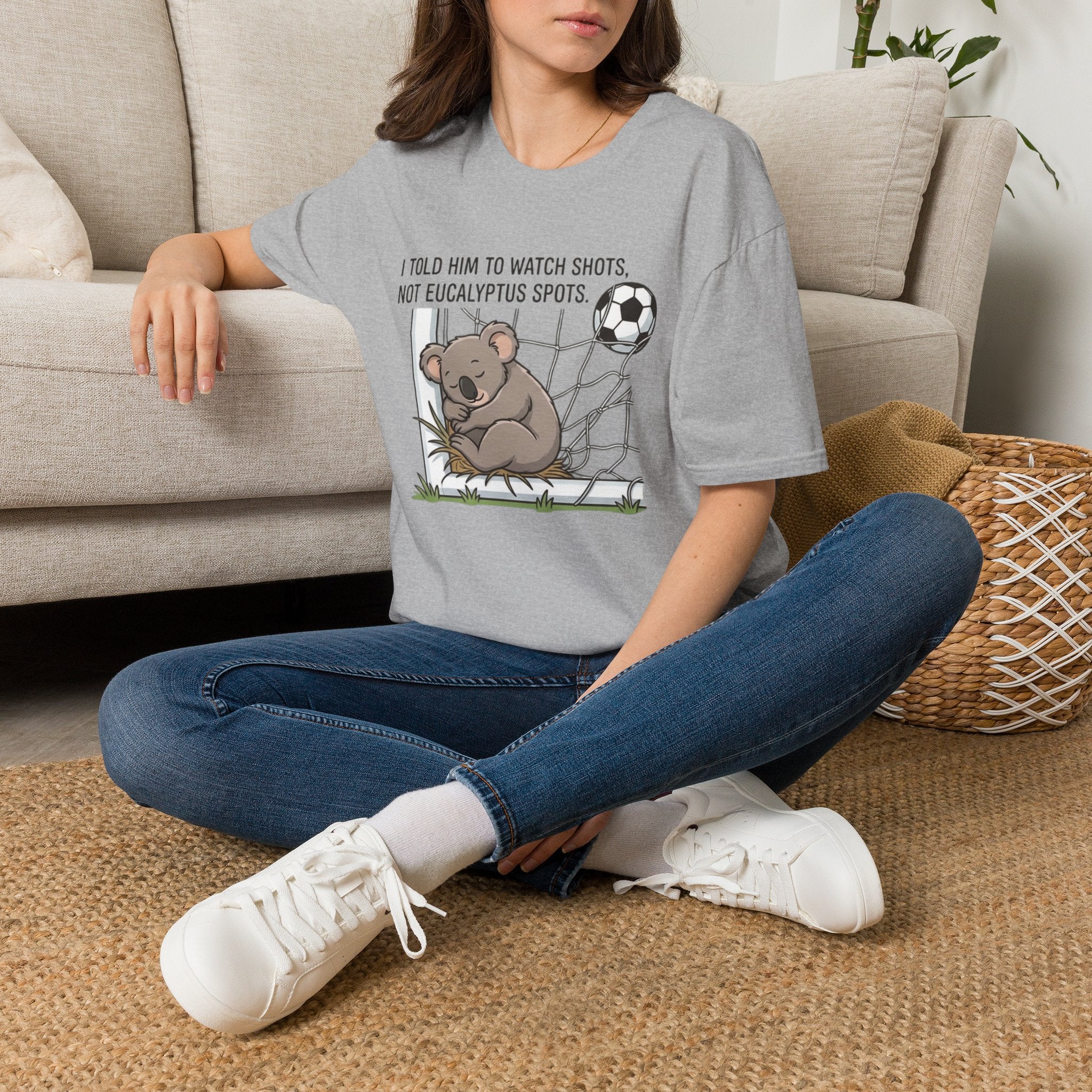 Koala Soccer T‑Shirt — "I Told Him To Watch Shots, Not Eucalyptus Spots"