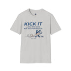 Kick It Soccer T‑Shirt — "Kick It into the Goal, Not the Parking Lot" Casual Crew Tee