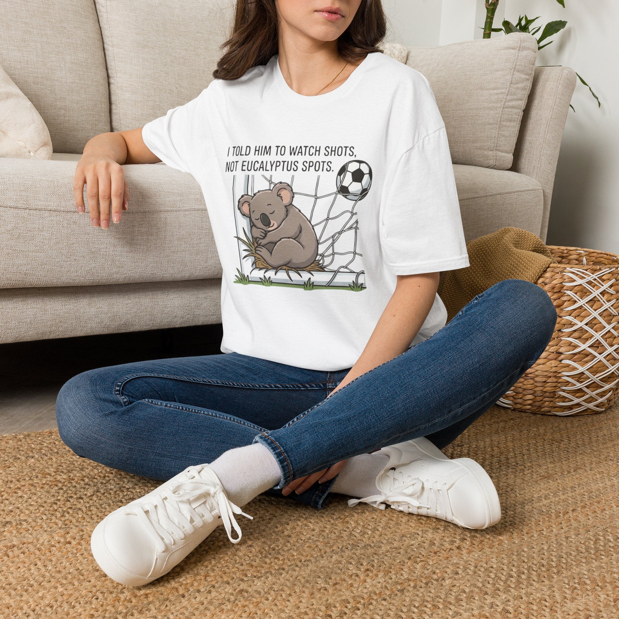 Koala Soccer T‑Shirt — "I Told Him To Watch Shots, Not Eucalyptus Spots"